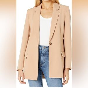The Drop  Single-Button Nude Blazer Jacket